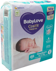 BabyLove 96 Piece (2 Pack x 48) Bulk Premium Cosifit Nappies Size 1 Newborn Up to 5kg