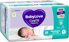BabyLove 112 Piece (4 Pack x 28) Premium Cosifit Nappies Size 1 Newborn Up to 5kg