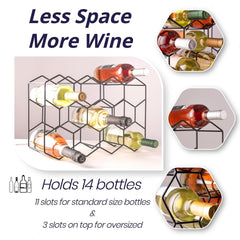 CARLA HOME 14 Bottle Freestanding Modern Metal Countertop Wine Rack Countertop-1992735284252512259