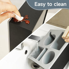 CARLA HOME Wooden Couch Cup Holder Tray with Soft Silicone & Rotatable Phone Holder for Storaging Drinks & Snacks-1992735293706473476