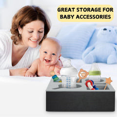 CARLA HOME Wooden Couch Cup Holder Tray with Soft Silicone & Rotatable Phone Holder for Storaging Drinks & Snacks-1992735293706473477