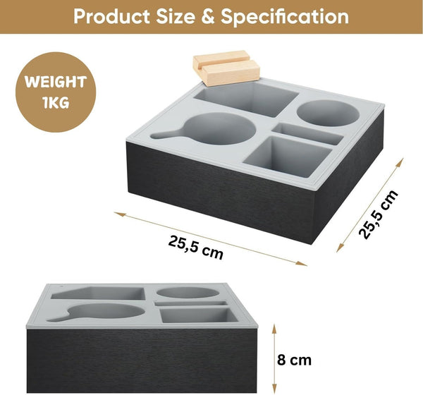 CARLA HOME Wooden Couch Cup Holder Tray with Soft Silicone & Rotatable Phone Holder for Storaging Drinks & Snacks-1992735293706473479