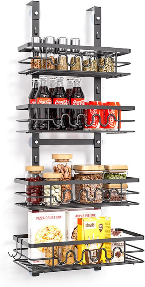 CARLA HOME 4 Tier Adjustable Baskets Over Door Pantry Organiser for Home Kitchen-1992735292326547456