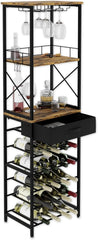 CARLA HOME Freestanding Wine Rack for 20 Bottles with Wood Countertop and Sturdy Metal Frame-1992735288069328896