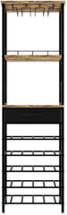 CARLA HOME Freestanding Wine Rack for 20 Bottles with Wood Countertop and Sturdy Metal Frame-1992735288069328898
