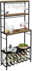 CARLA HOME Large Wine Rack for 20 Bottles with Wood Countertop and Sturdy Metal Frame-1992735289159847936