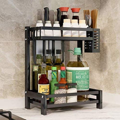 CARLA HOME 2-Tier Kitchen Spice Rack Organizer Storage Shelf for Condiments, Oil Bottles, Utensils, Cutting Board & More-1992735302300602373