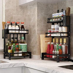 CARLA HOME 2-Tier Kitchen Spice Rack Organizer Storage Shelf for Condiments, Oil Bottles, Utensils, Cutting Board & More-1992735302300602376