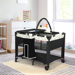 BoPeep Baby Cot Bed Crib Portable Bassinet Black-1973193914328420358