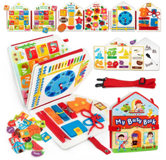 Todders Montessori Busy Book, Baby Activity Sensory Board, Fine Motor Skills Quiet Book