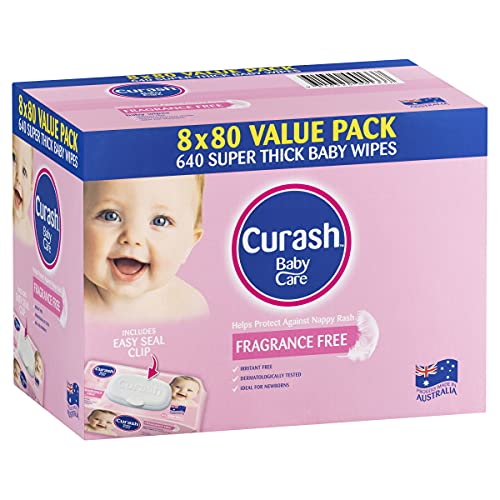 Curash Fragrance Free Baby Wipes 8X80PK 640 wipes
